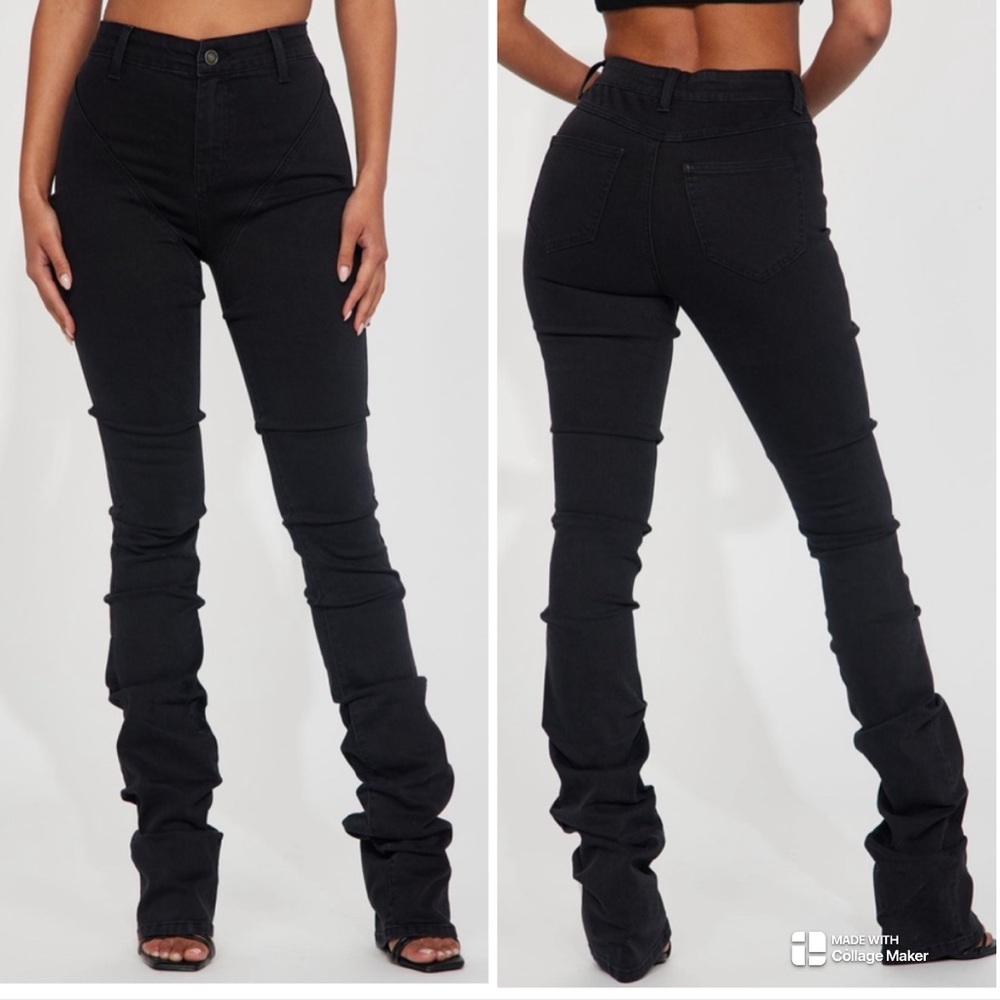 Fashion Nova Tall See Me High Rise Stacked Straight Leg Jeans size 9